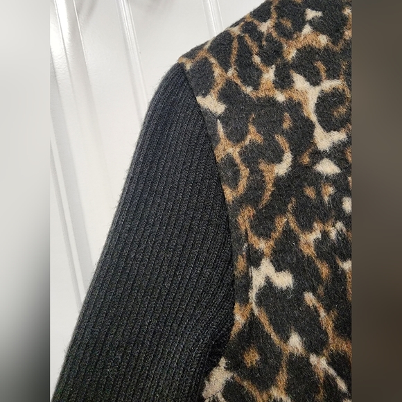 Kenneth Cole Cheetah Print Sweater Sleeve Coat - Picture 8 of 13